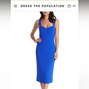 Dress the Population Nicole Sheath Dress Electric Blue XS NWT